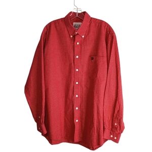 Cinch - Red Checked Long Sleeve Button Down Shirt - Size Large